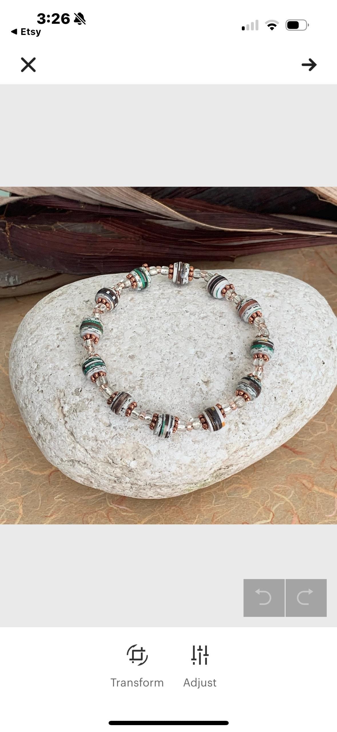 Rustic Zen Green and Bronze Beaded Stretch Bracelet.