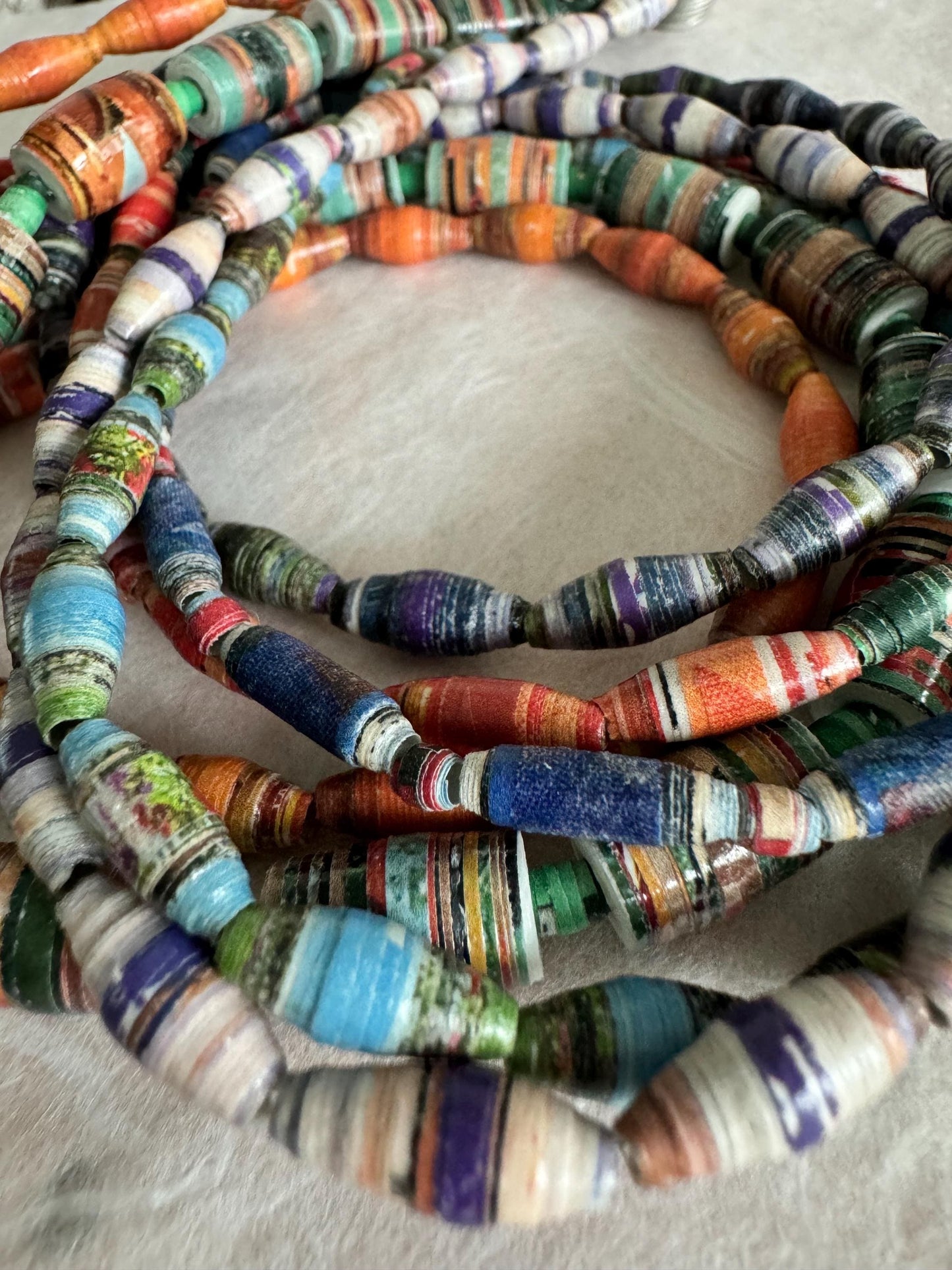 Colorful Paper Beads High Quality Sustainable Beads for Crafting Paper Beads for Jewelry 30 Pcs Per Strand