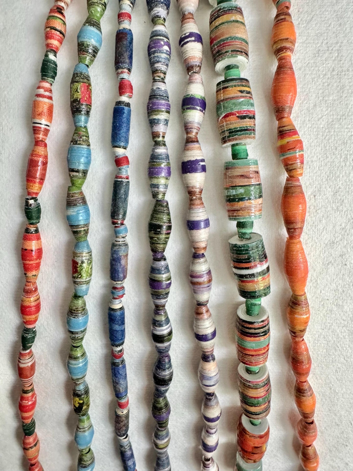 Colorful Paper Beads High Quality Sustainable Beads for Crafting Paper Beads for Jewelry 30 Pcs Per Strand