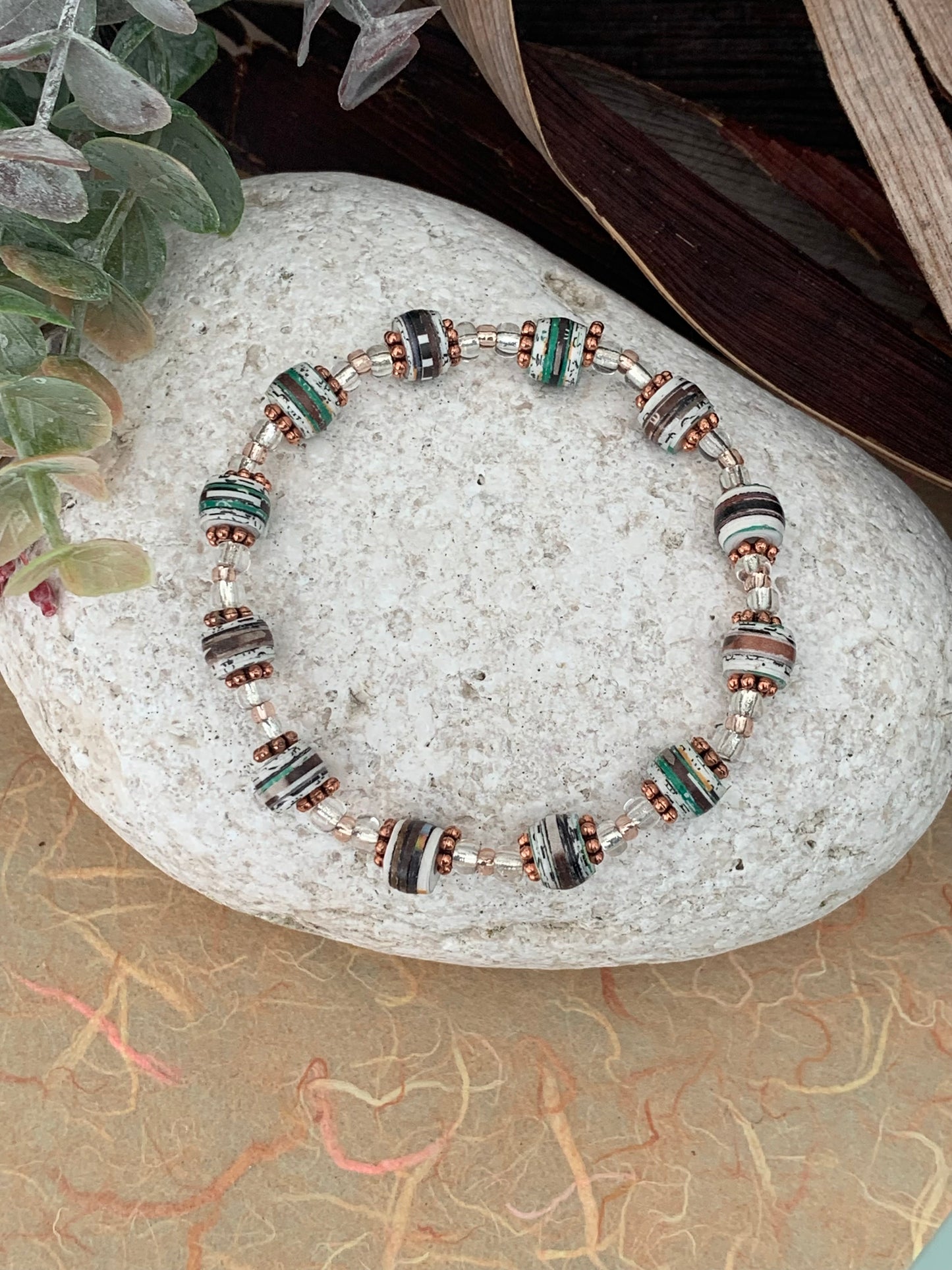 Rustic Green and Copper Bracelet