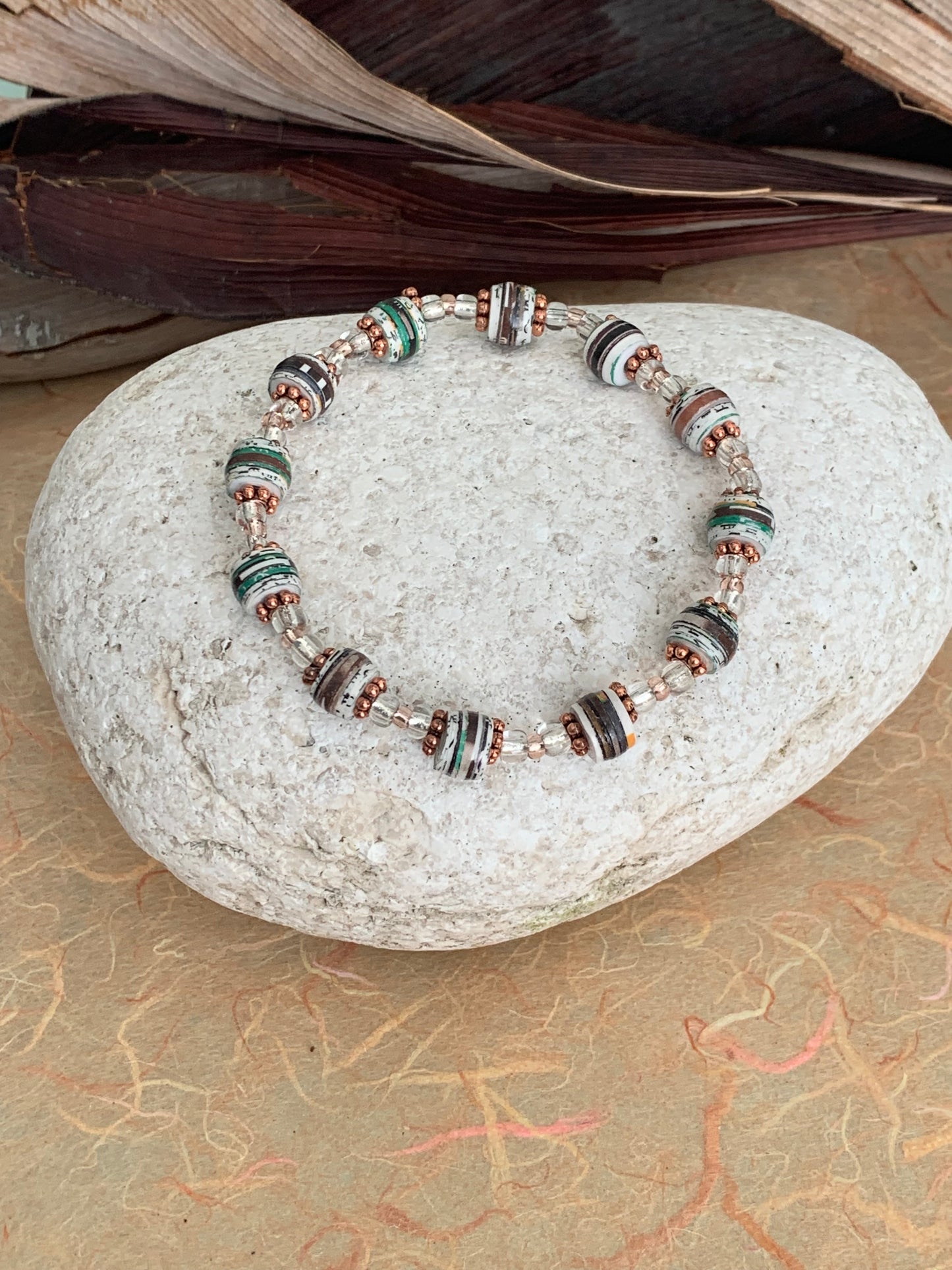 Rustic Green and Copper Bracelet