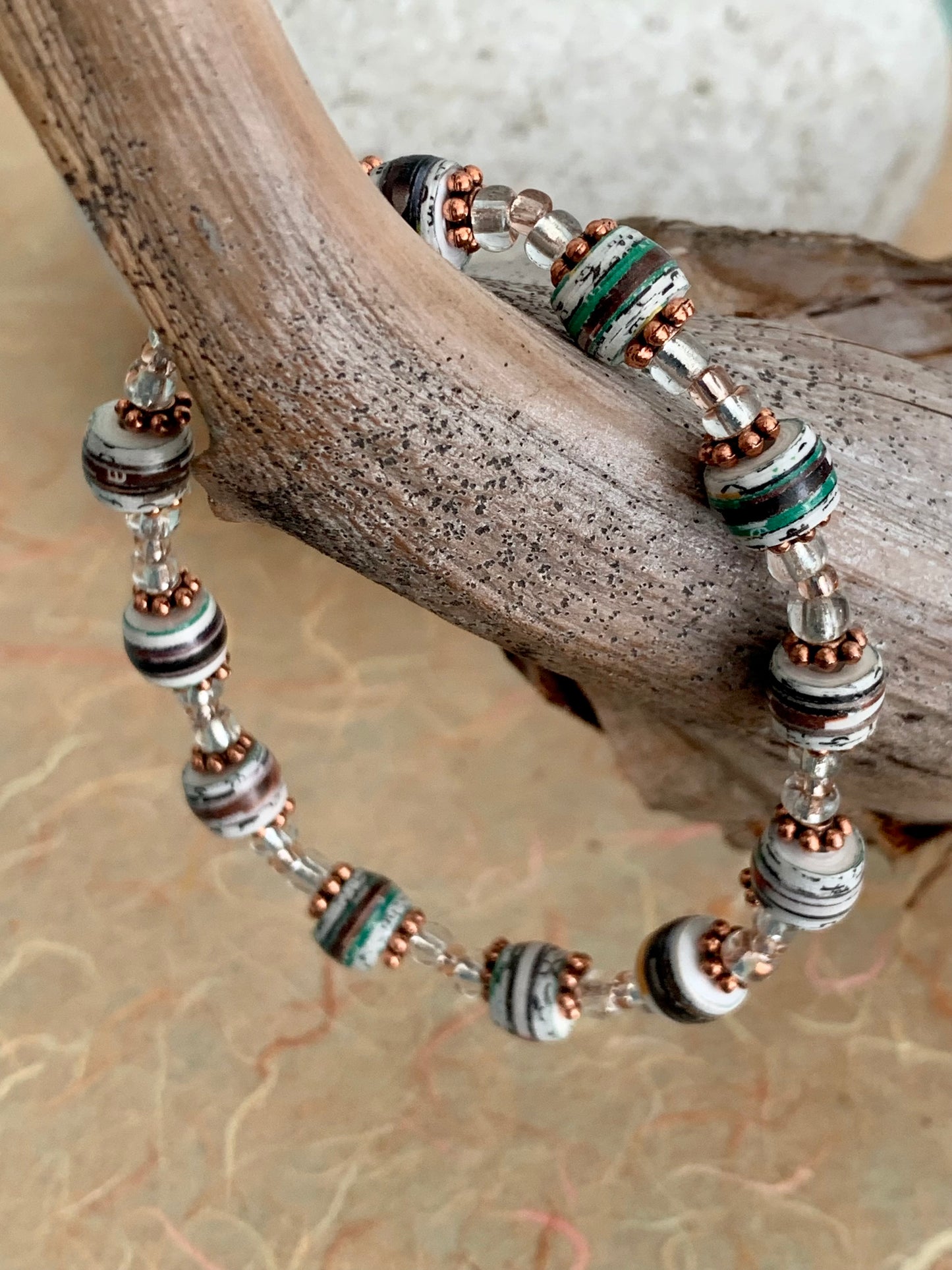 Rustic Green and Copper Bracelet