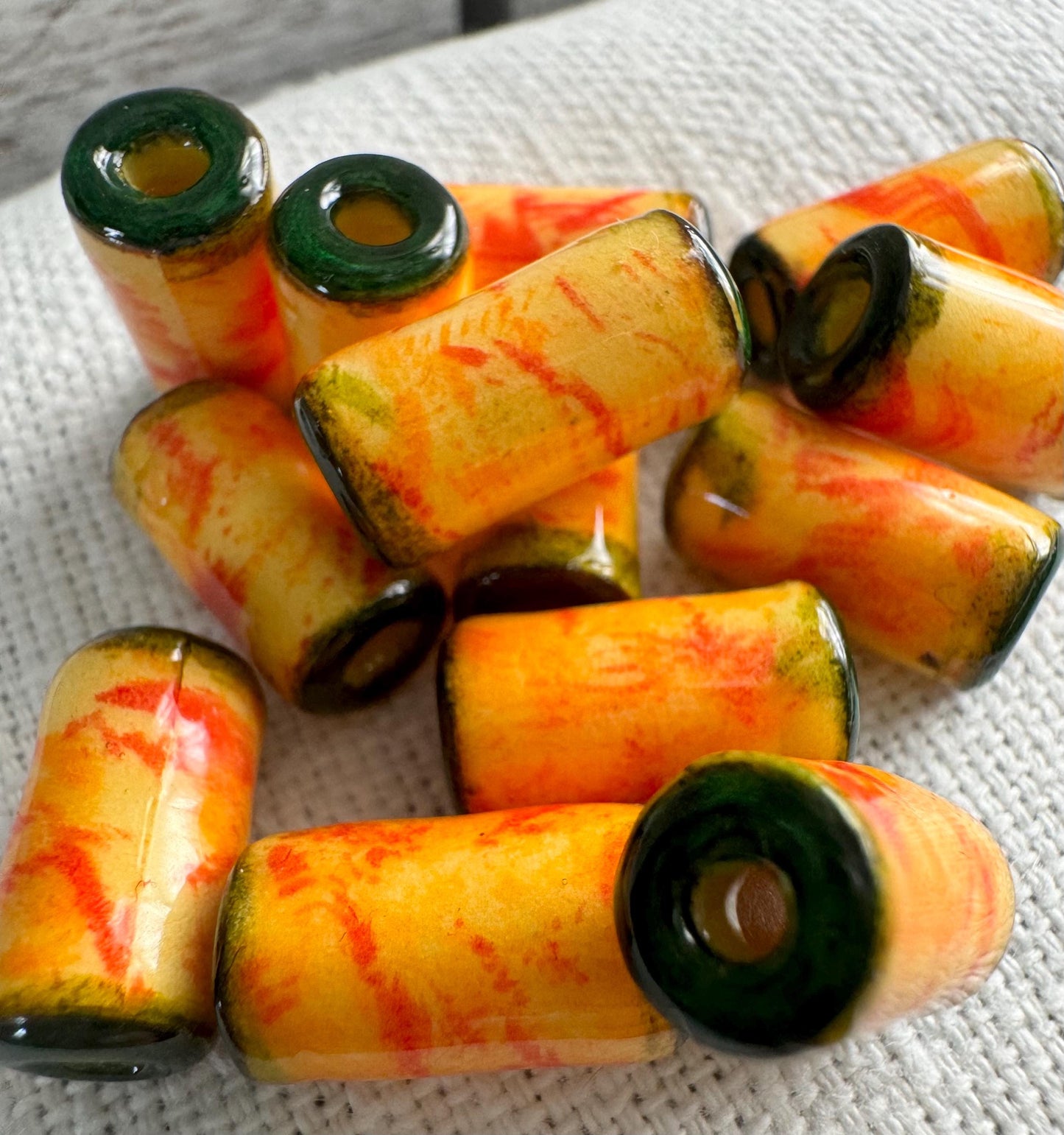 Unique Handmade Fall Beads Autumn Beads Yellow Orange Decorative Beads For Crafts Pillows Sewing Beads For Earrings Jewelry 13mm