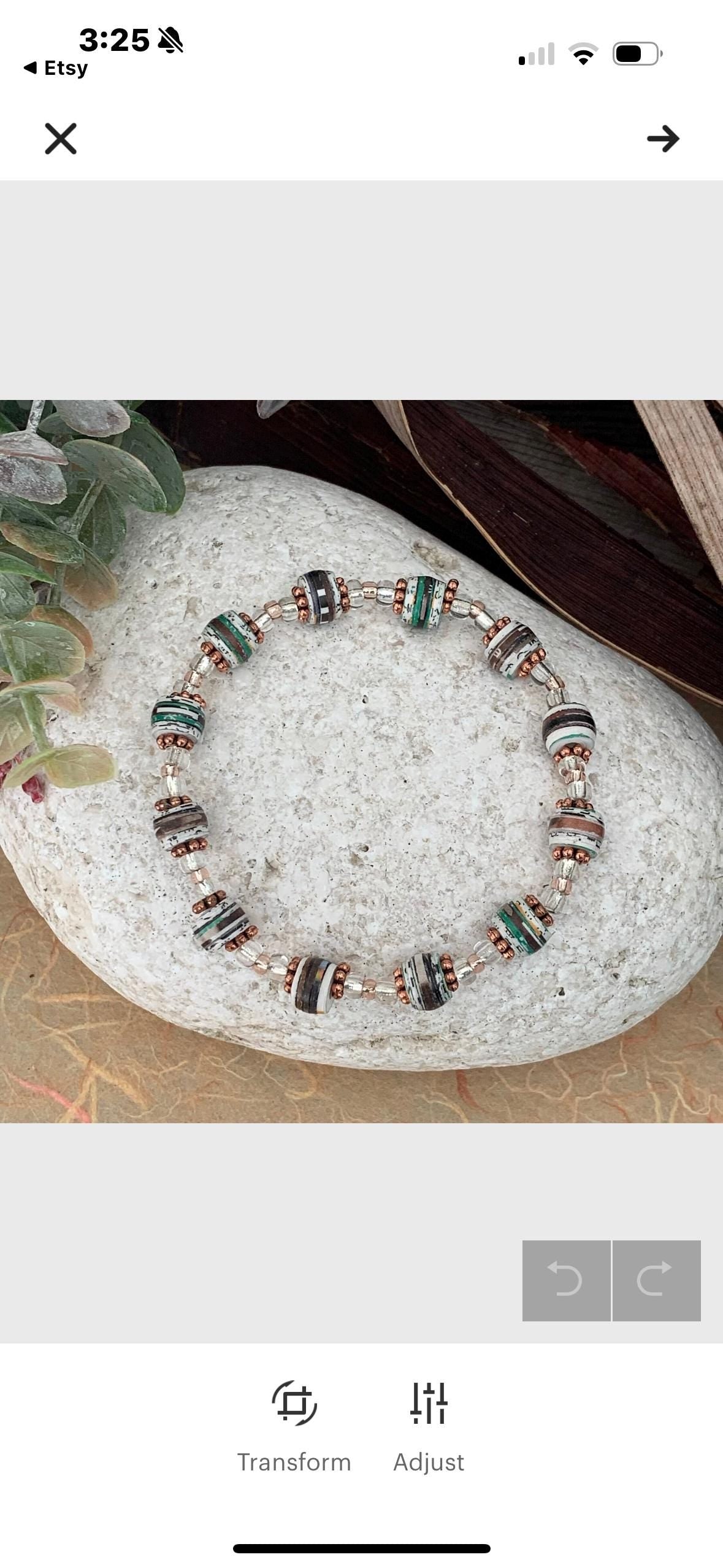 Rustic Zen Green and Bronze Beaded Stretch Bracelet.