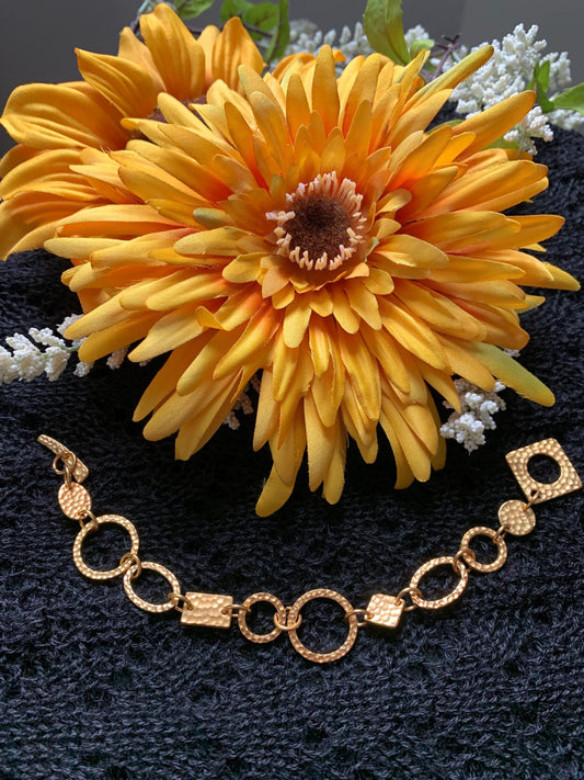 Hammered Metal Bracelet Gold Link Bracelet