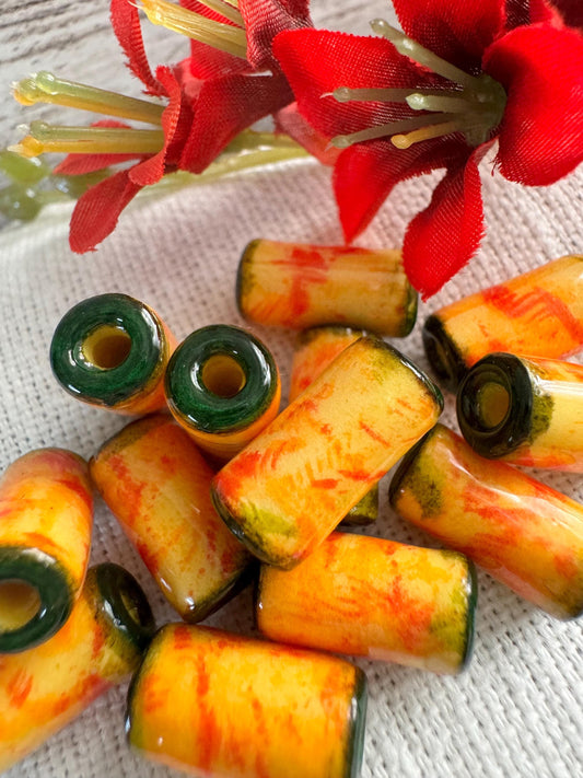 Unique Handmade Fall Beads Autumn Beads Yellow Orange Decorative Beads For Crafts Pillows Sewing Beads For Earrings Jewelry 13mm