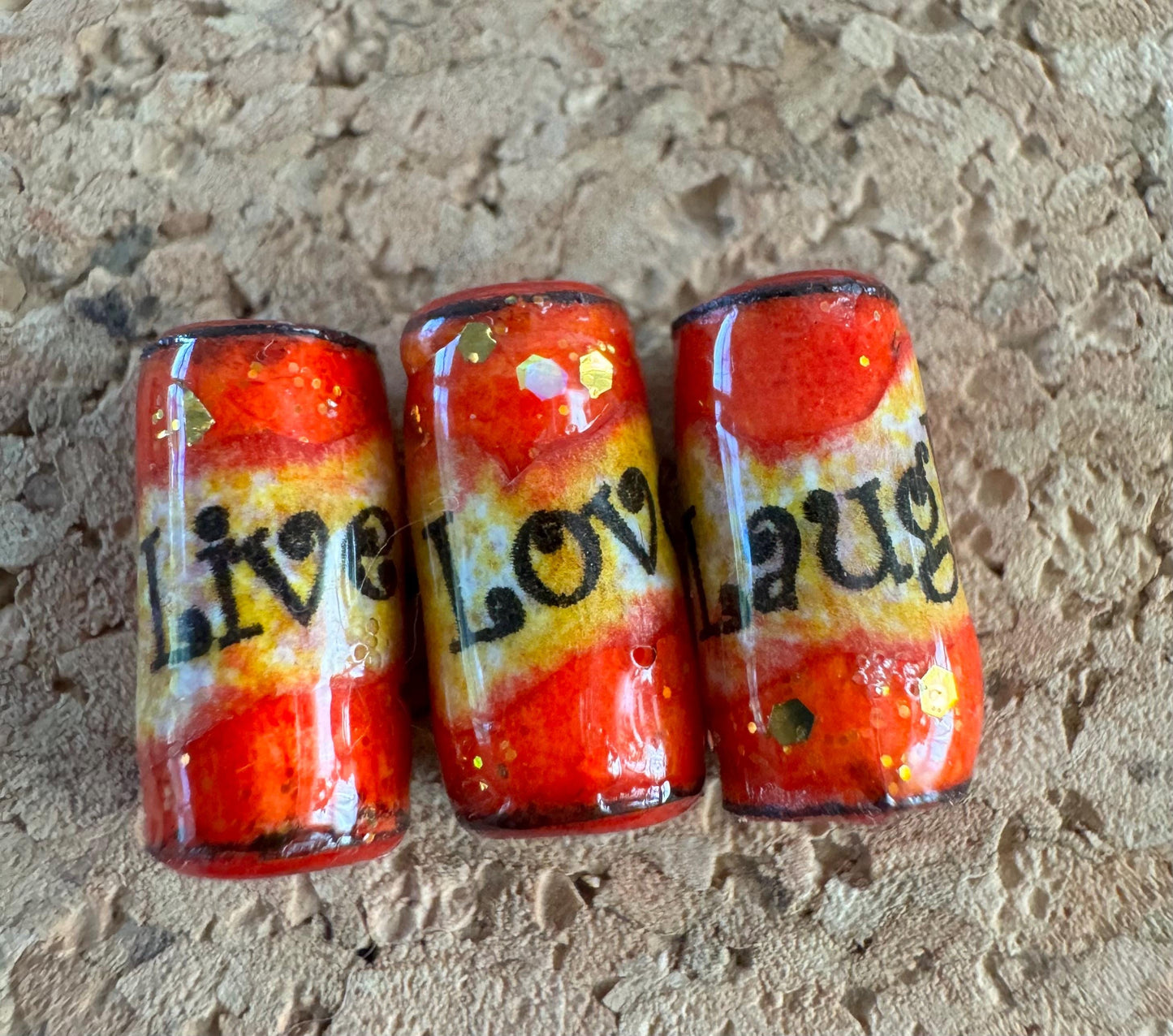 LIVE LOVE LAUGH Word Beads Unique Handmade Beads Blessing Beads Charms for Jewelry Keyrings Sewing Beads Knitting Beads