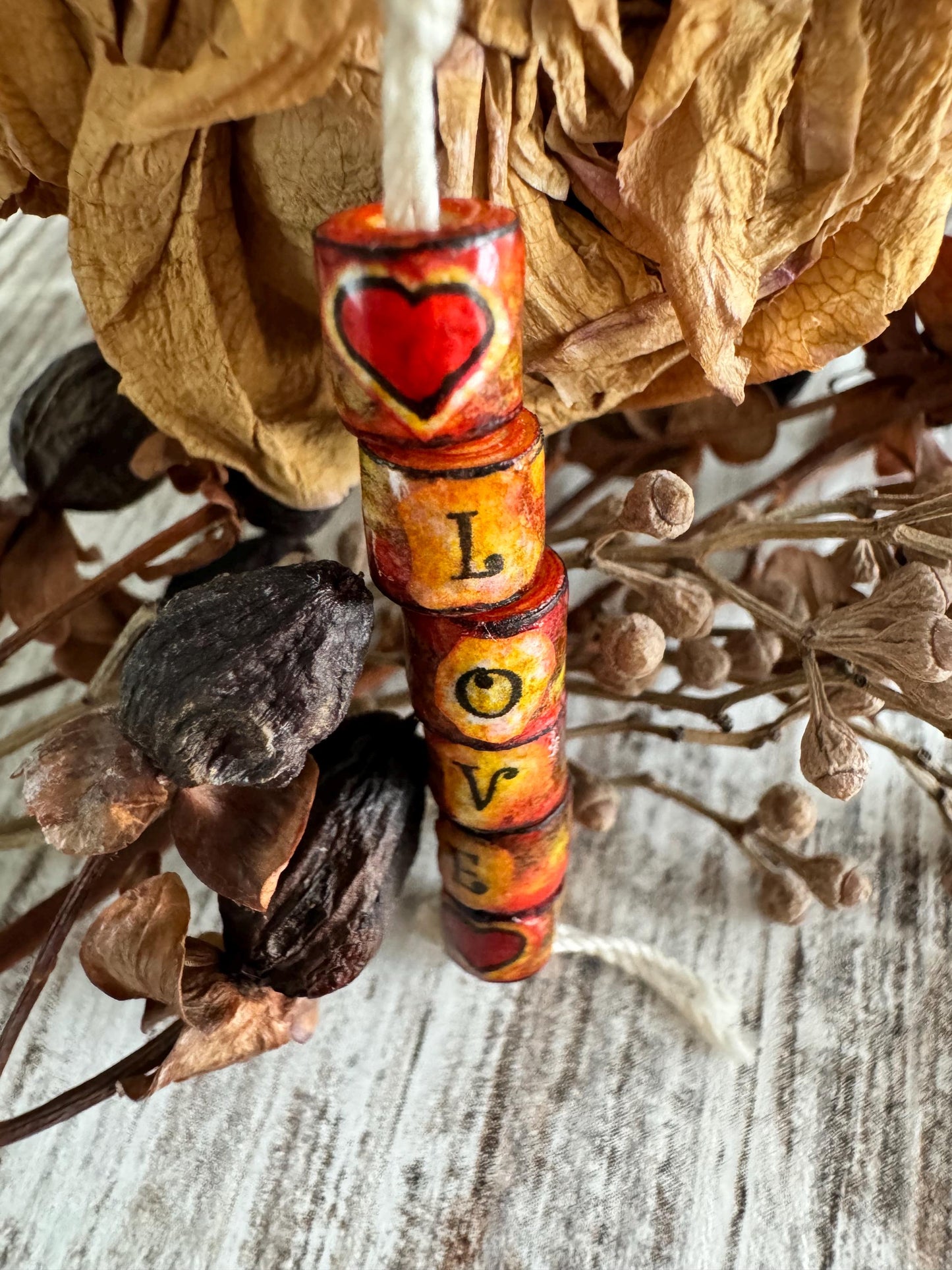 LOVE Word Beads Unique Handmade LOVE Charms Boho Beads for Crafts Jewelry Pillows