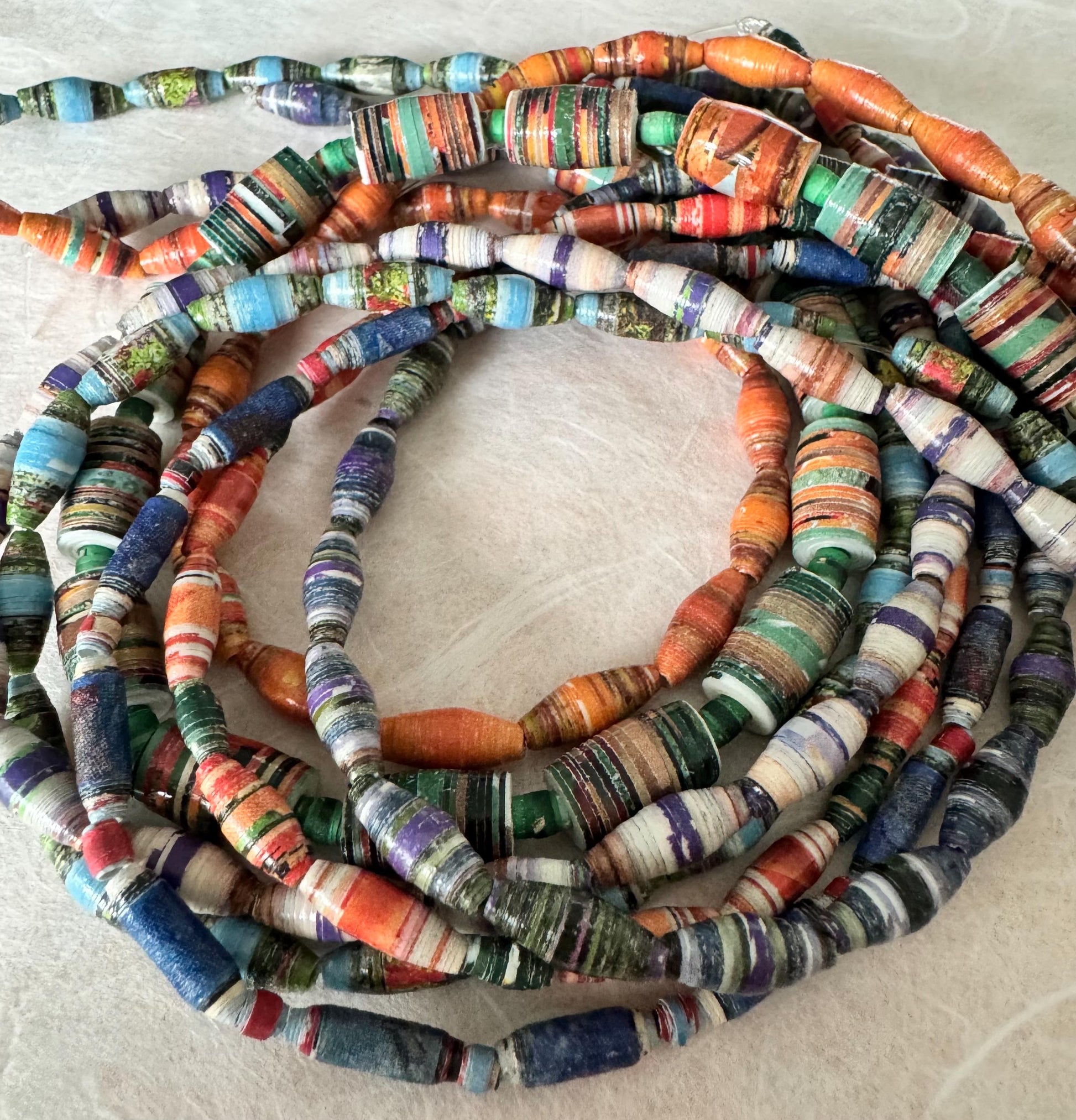 Colorful Paper Beads High Quality Sustainable Beads for Crafting Paper Beads for Jewelry 30 Pcs Per Strand